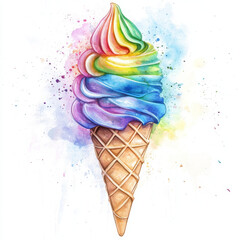 Colorful ice cream cone is so delicious and colors are so cheerful