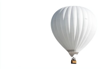 Fototapeta premium White Hot Air Balloon Ascending - A pristine white hot air balloon gracefully ascends against a stark white background, creating a striking visual contrast