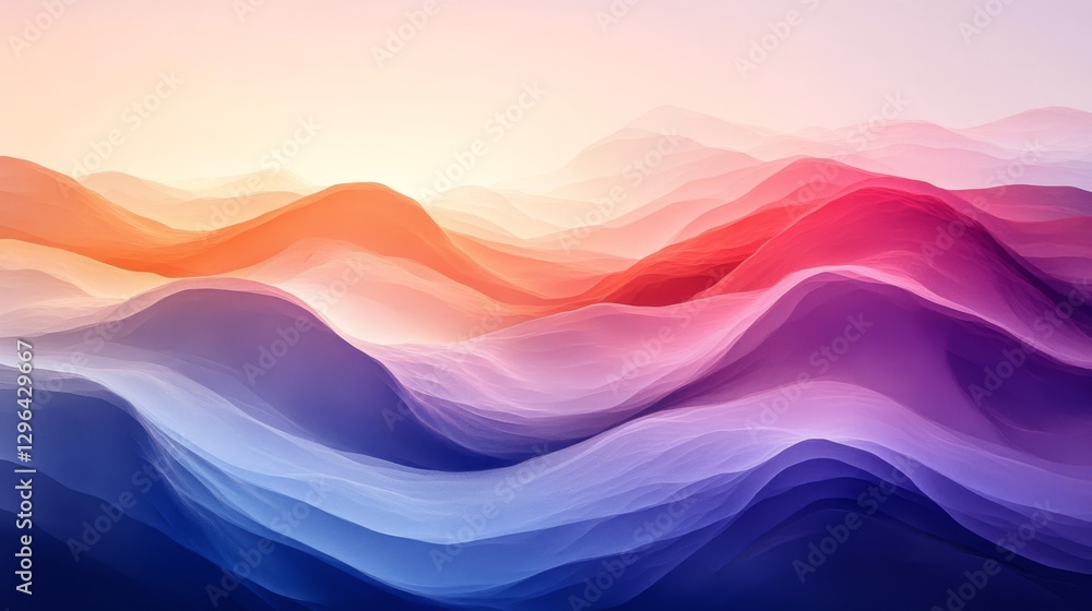 Poster an abstract artwork depicting layered forms of colorful gradients