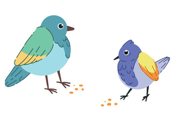 Two funny birds that look like pigeons are standing, gnawing on sunflower seeds and talking for life. Spring has come. You can buy them, or you can pass them by.