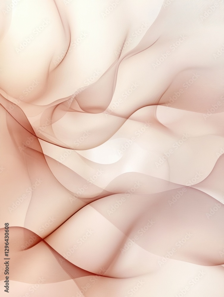 Poster Soft flowing abstract waves in warm neutral tones creating a serene visual experience. Generative AI