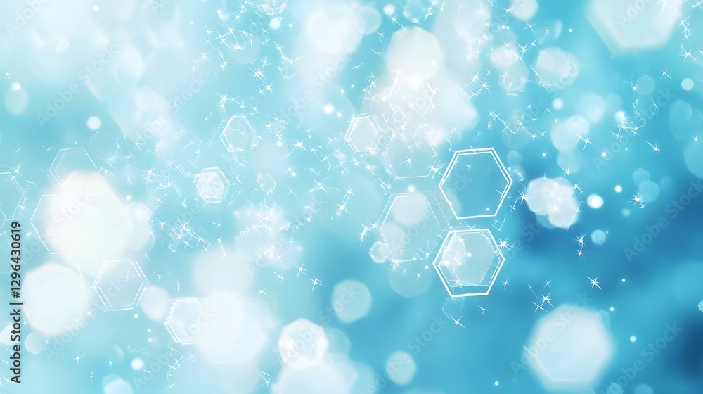 Poster beautiful abstract background featuring sparkling bokeh and hexagonal outlines