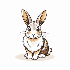 Cute rabbit illustration sitting, playful nature theme