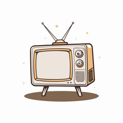 Vintage television illustration on white background, retro nostalgia