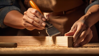 Skillful hands transform raw wood into art.  