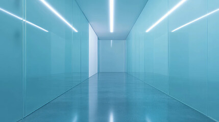 Obraz premium Modern interior design with translucent glass panels and soft lighting
