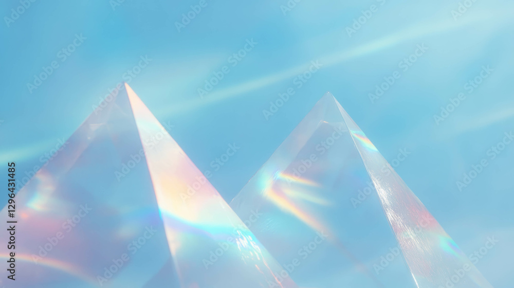Aufkleber ethereal scene of translucent pyramids with soft light in a dreamy sky