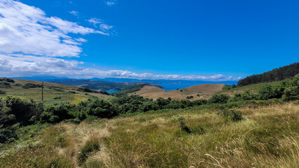 Rolling Green Hills and Coastal Landscape in Basque Country, Spain