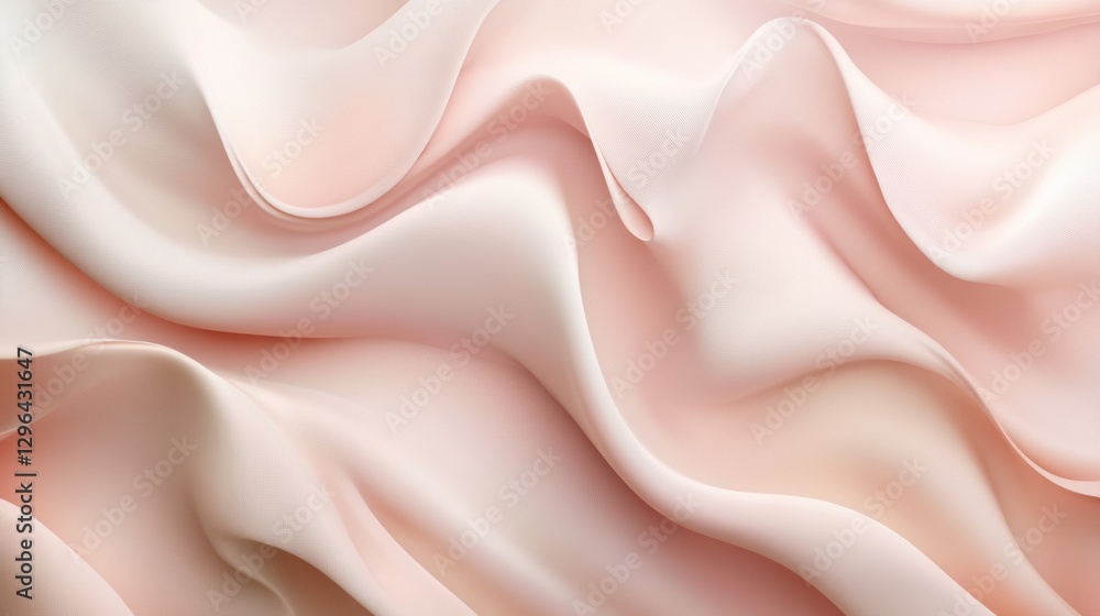 Poster Soft silk fabric elegantly draped in gentle waves creating a serene and calming effect in a pastel hue. Generative AI