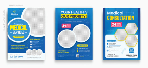 Healthcare Flyer Layout with Blue Accents