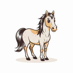 Obraz premium Cute cartoon horse standing proudly, playful illustration