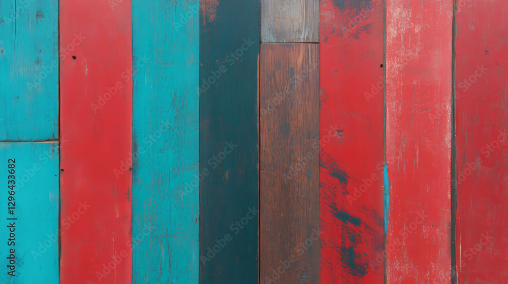 Poster rustic barn wood texture background with colorful weathered planks for design projects