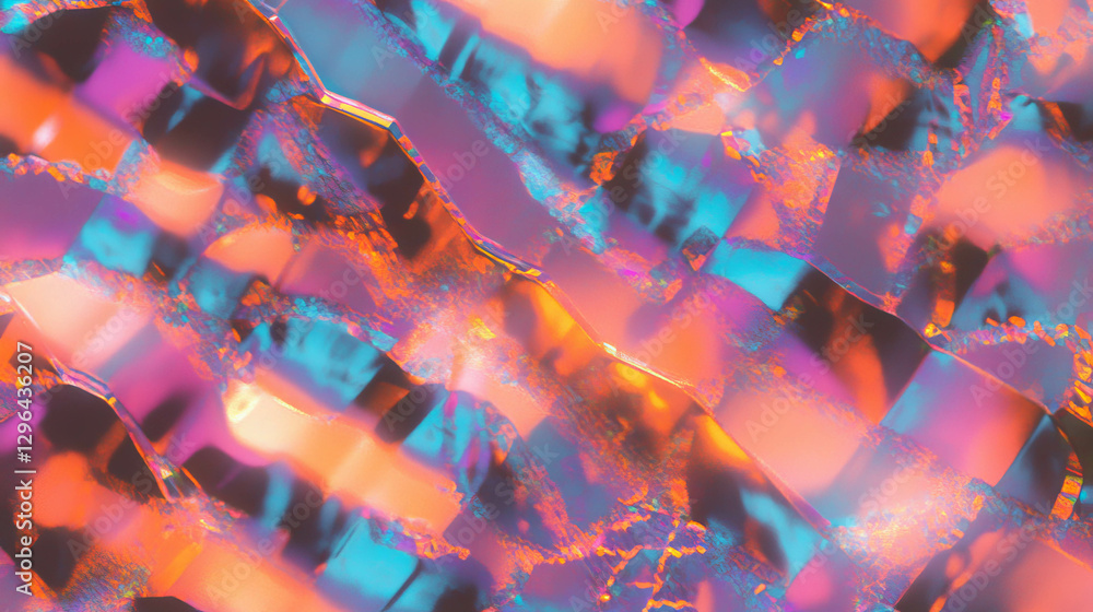Poster Vibrant abstract tapestry texture with iridescent patterns for creative design