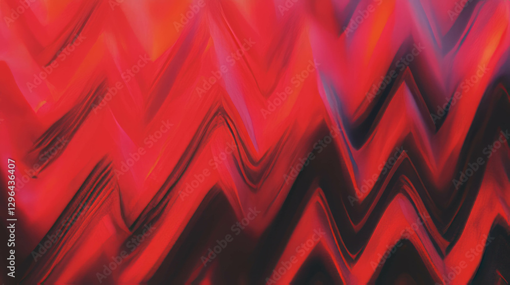 Poster Abstract zigzag lines background with varied angles in vibrant red