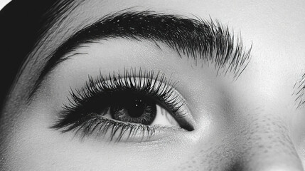 Obraz premium Close-up of dramatic eyelashes with mascara highlighting enhanced volume