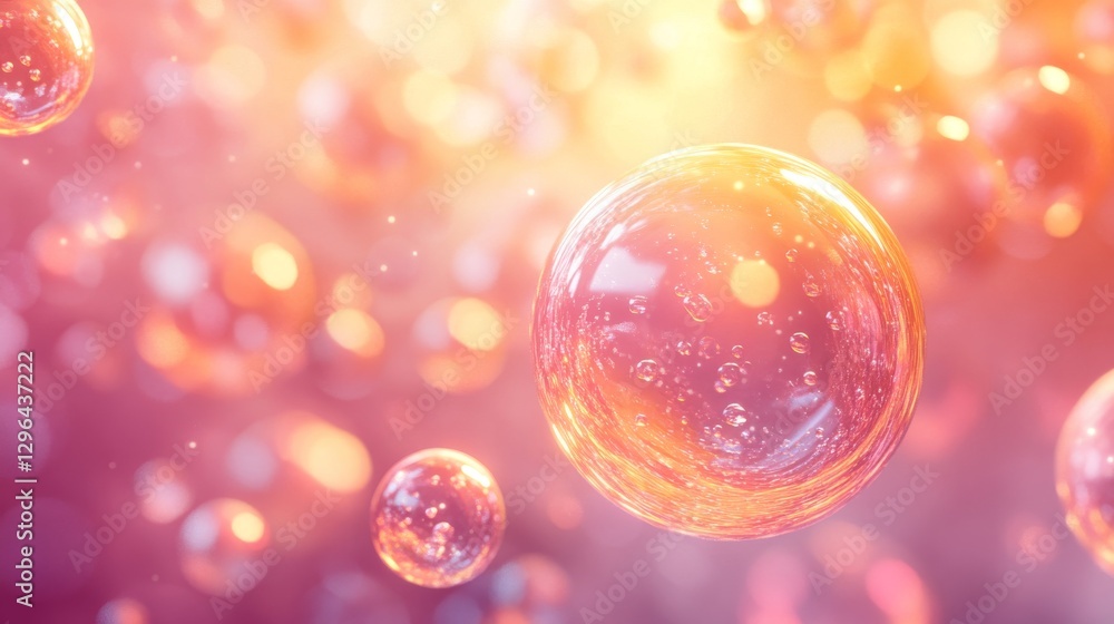 Aufkleber glowing translucent spheres floating with soft warm diffused light