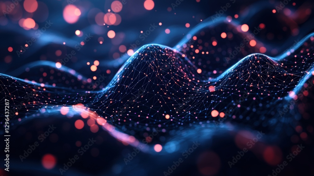 Aufkleber Abstract background with interconnected lines and dots creating a digital network design for technology concepts