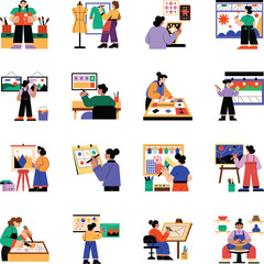 WebCreative Professions Flat Character Illustrations

