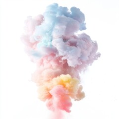 Fototapeta premium Soft Colorful Smoke Cloud on White Background for Artistic Use