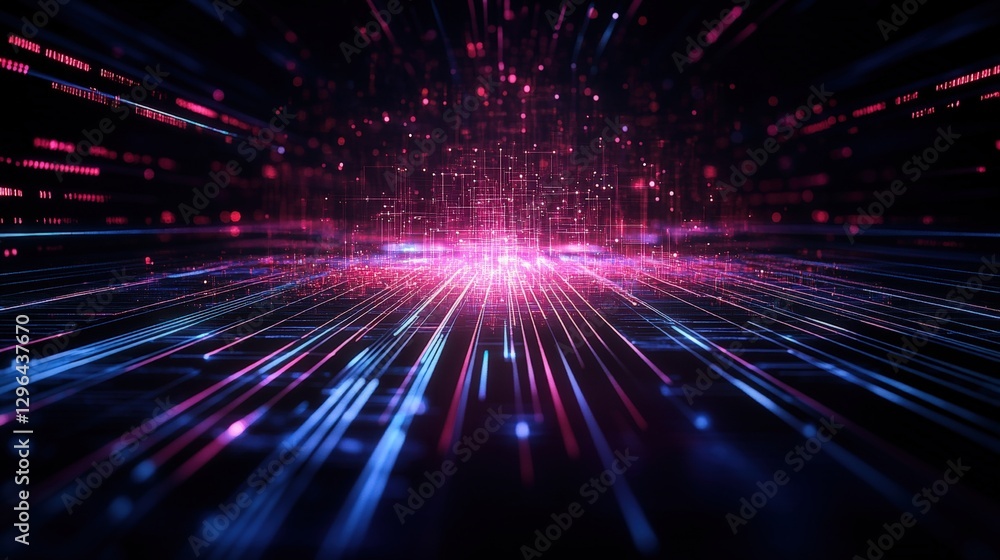 Aufkleber abstract technology background featuring glowing lines and dots in a digital design composition