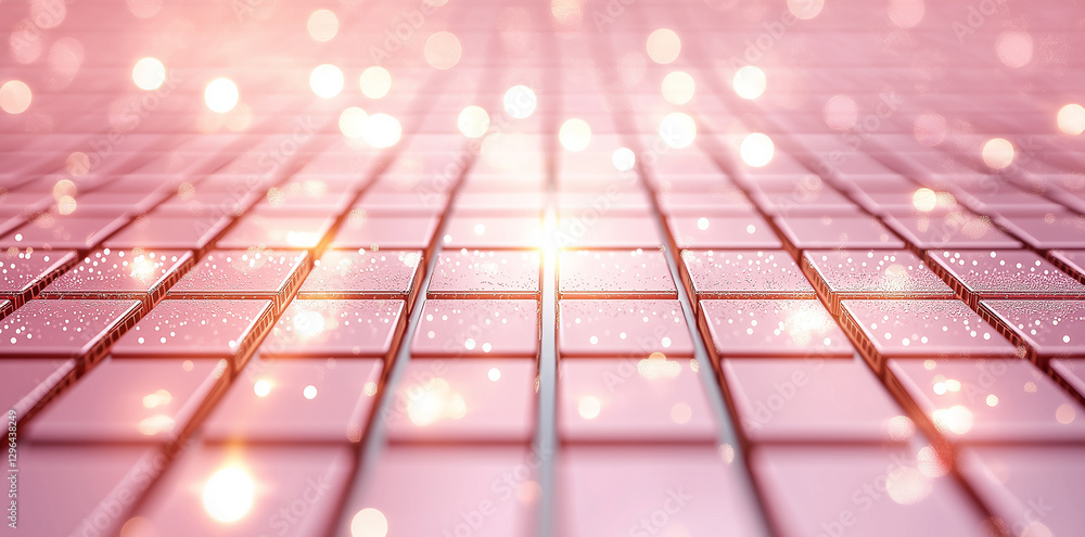 Poster shimmering pink sequin texture with sparkling lights on tiled background creates vibrant and festive
