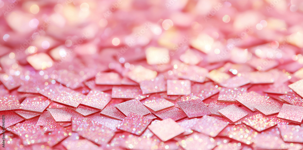 Poster shiny pink sequined texture background with sparkling details, creating vibrant and festive atmosphe