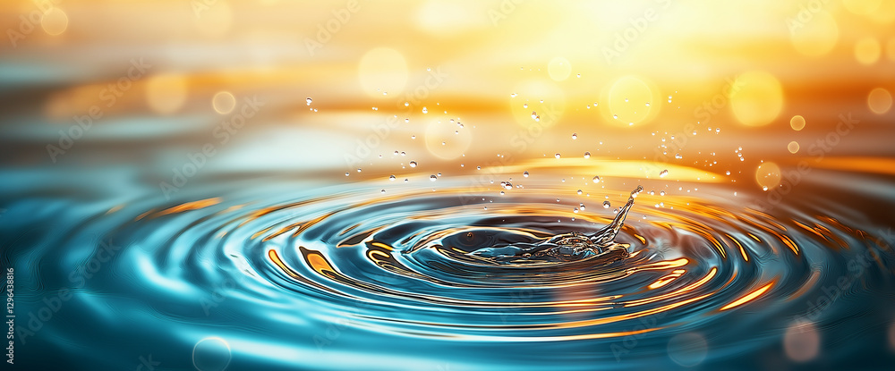 Aufkleber ripples on water surface create mesmerizing effect, reflecting warm sunlight and creating tranquil a