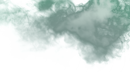 Neutral gray fog smoke with emerald highlights  isolated on transparent white background