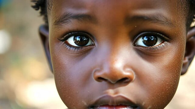 Little poor african child with sadness in his eyes