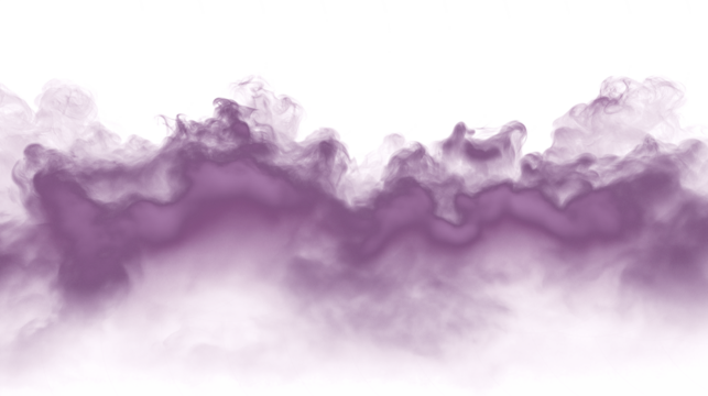 Deep violet purple smoke vapor cloud isolated on transparent white background