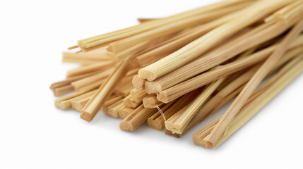 Close-Up of Wheat Straws with Fine Details on White Background in Soft Natural Light