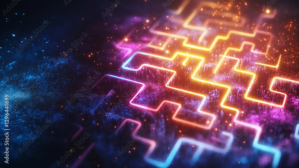 Aufkleber vibrant abstract background featuring glowing neon patterns and textures, creating dynamic and energ