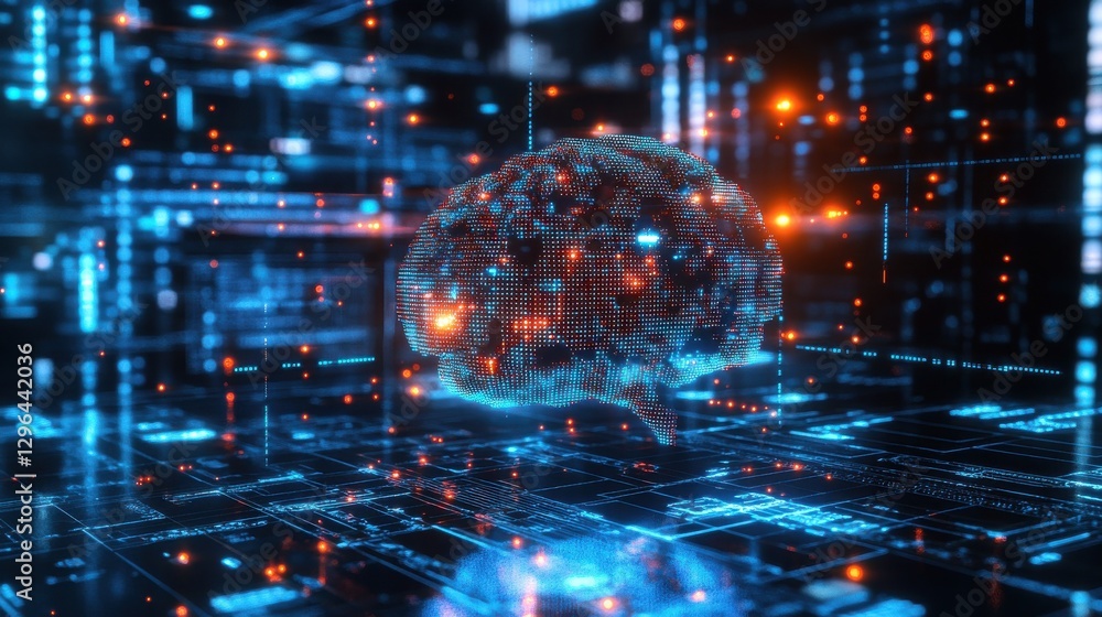 Poster the intersection of big data and stocks paired with machine learning and circuit boards leads to adv
