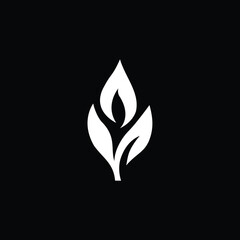 Simple black and white abstract leaf logo design for minimalistic branding