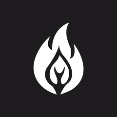 Simple black and white abstract leaf logo design for minimalistic branding