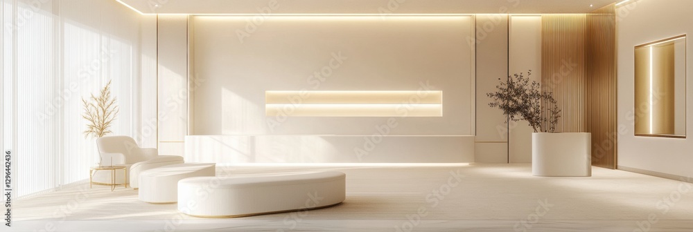 Poster modern minimalist interior design with natural light and soft tones in a spacious living area. gener