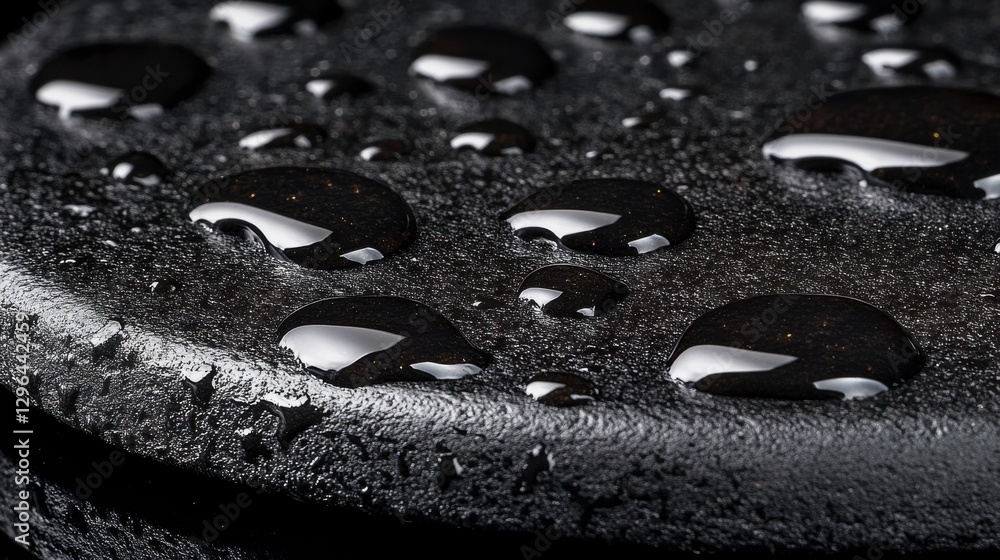 Poster macro view of droplets on smooth stone surface