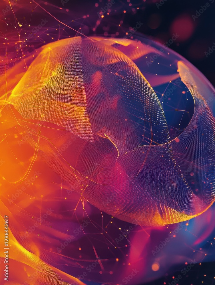 Poster technology image of globe. abstract polygonal shapes. background with connecting dots and lines. gra