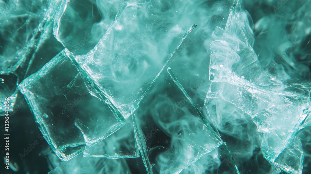 Poster Abstract texture of broken glass with smoke effect for background design