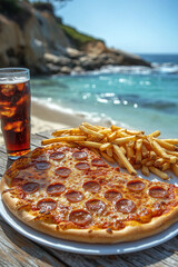 pizza party lunch at beach