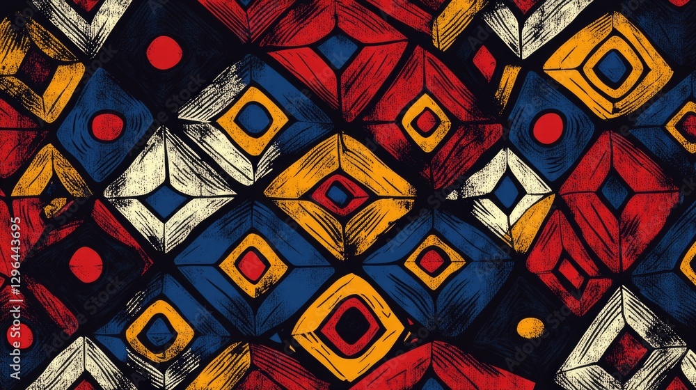 Poster a colorful pattern of squares and circles. the squares are in different sizes and colors, and the ci