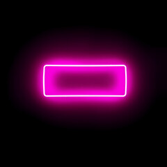 A hollow neon rectangle glowing in a rich magenta hue, surrounded by a faint electric aura on a matte black background