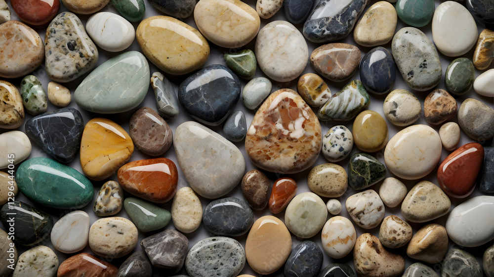 Aufkleber a collection of smooth, colorful stones arranged together, creating a visually appealing texture 