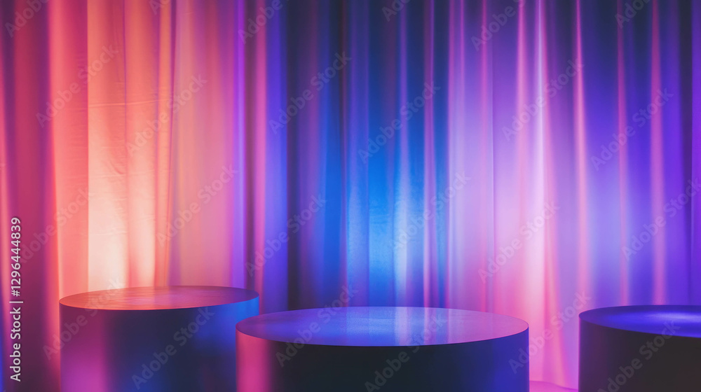 Aufkleber Colorful podium display with vibrant gradient backdrops for event design and presentation