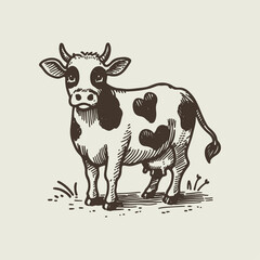 Hand-drawn Cow Sketch illustration in a detailed and artistic style