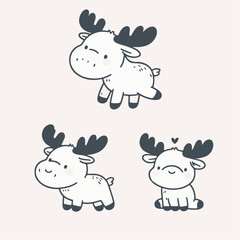 cute hand drawn moose sketch 