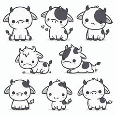 Hand-drawn Cute Hand Drawn cow illustrations 52 illustration in a detailed and artistic style