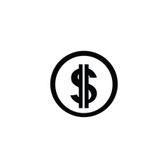 Minimalist black dollar sign icon enclosed in a circle on a white background for financial and business use