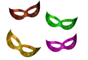 carnival costume mask with colorful confetti and streamers joyful brazilian party celebration on...