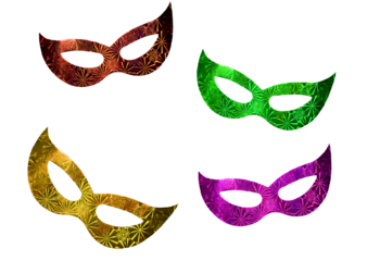carnival costume mask with colorful confetti and streamers joyful brazilian party celebration on white background with space for text carnaval